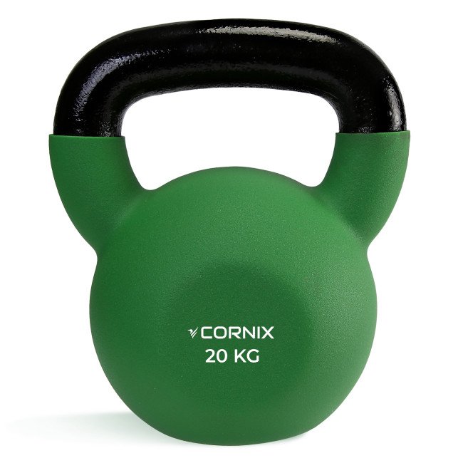 Гиря металева Cornix 20 кг з вініловим покриттям XR-0439 Green/Black
