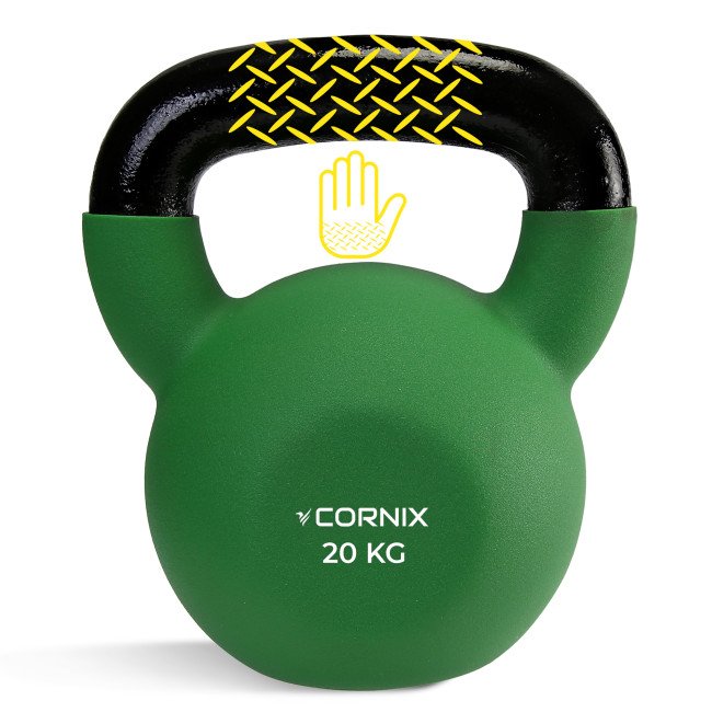 Гиря металева Cornix 20 кг з вініловим покриттям XR-0439 Green/Black