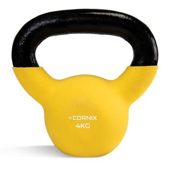 Гиря металева Cornix 4 кг з вініловим покриттям XR-0435 Yellow/Black