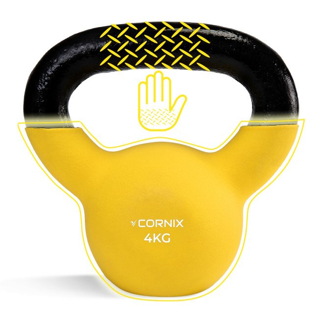 Гиря металева Cornix 4 кг з вініловим покриттям XR-0435 Yellow/Black