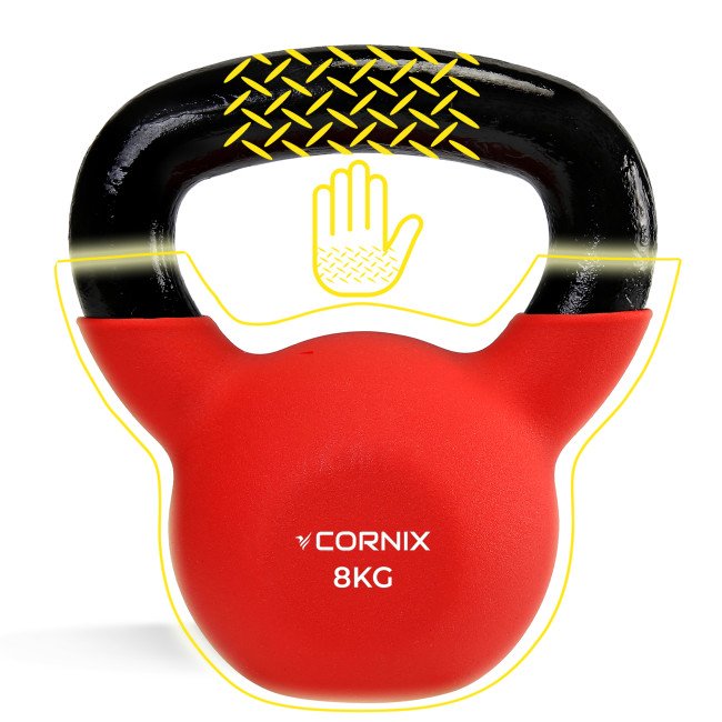 Гиря металева Cornix 8 кг з вініловим покриттям XR-0436 Red/Black