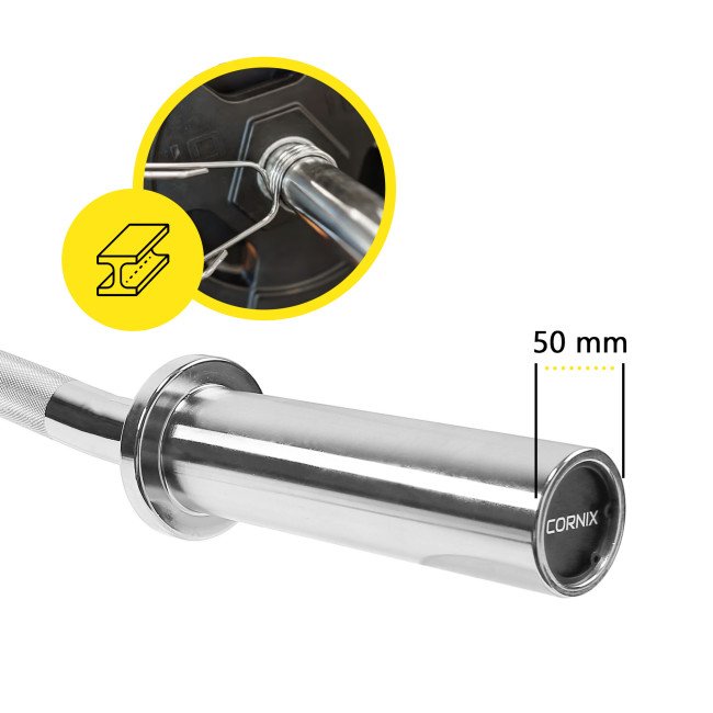 Гриф для штанги олімпійський W-подібний Cornix 120 см 50 мм XR-0420