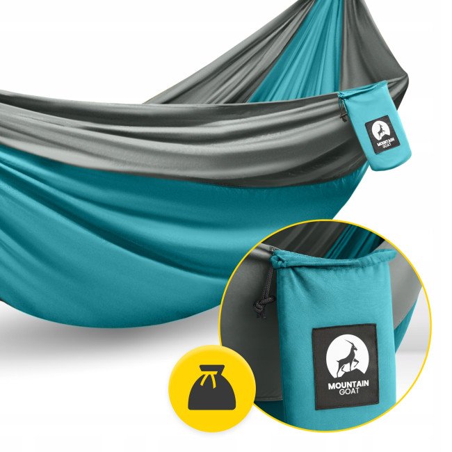 Гамак туристичний Mountain Goat 300 x 200 см двомісний, підвісний Grey/Turquoise (P-5905973407977)