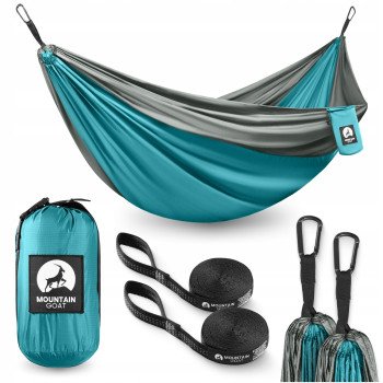 Гамак туристичний Mountain Goat 300 x 200 см двомісний, підвісний Grey/Turquoise (P-5905973407977)