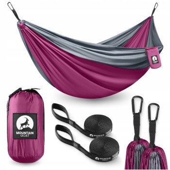 Гамак туристичний Mountain Goat 300 x 200 см двомісний, підвісний Pink/Grey (P-5905973408004)