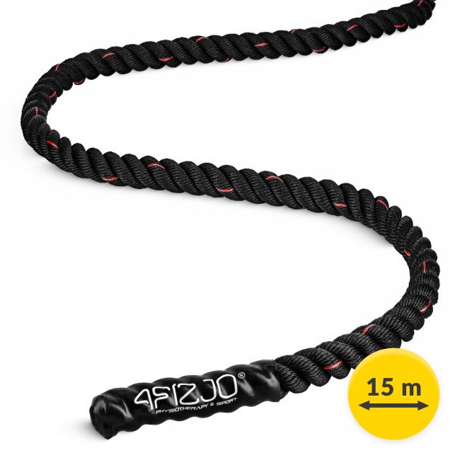 Канат тренувальний 4FIZJO Battle Rope 15 м для кросфіту Black (P-5907739312266)
