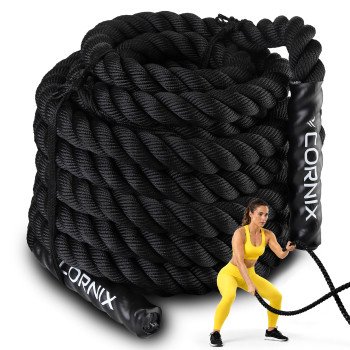 Канат тренувальний Cornix Battle Rope 12 м для кросфіту XR-0574 Black