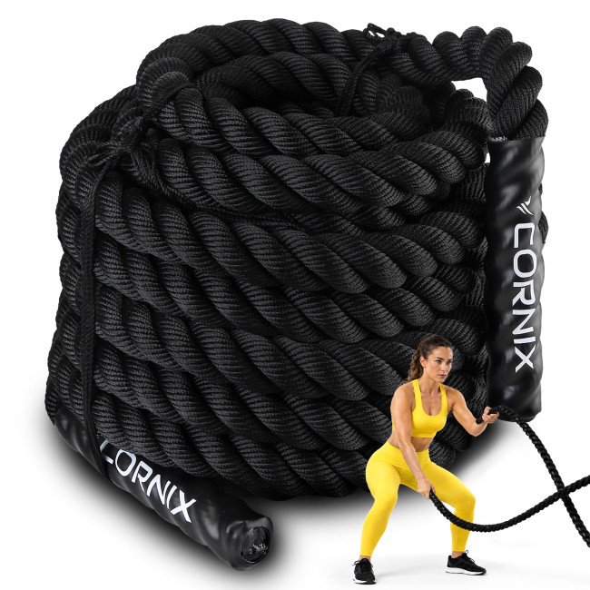 Канат тренувальний Cornix Battle Rope 12 м для кросфіту XR-0574 Black