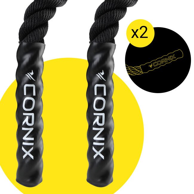 Канат тренувальний Cornix Battle Rope 12 м для кросфіту XR-0574 Black