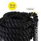 Канат тренувальний Cornix Battle Rope 15 м для кросфіту XR-0575 Black