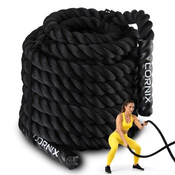 Канат тренувальний Cornix Battle Rope 15 м для кросфіту XR-0575 Black
