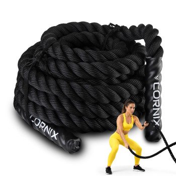 Канат тренувальний Cornix Battle Rope 9 м для кросфіту XR-0573 Black