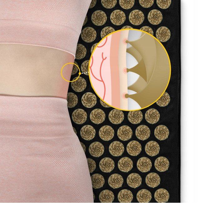 Килимок акупунктурний з подушкою 4FIZJO Eco Mat XL Аплікатор Кузнєцова Black/Gold (P-5907739313591)