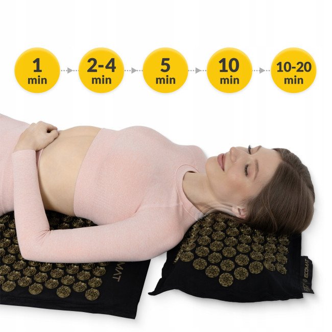 Килимок акупунктурний з подушкою 4FIZJO Eco Mat XL Аплікатор Кузнєцова Black/Gold (P-5907739313591)