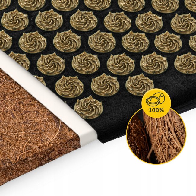 Килимок акупунктурний з подушкою 4FIZJO Eco Mat XL Аплікатор Кузнєцова Black/Gold (P-5907739313591)