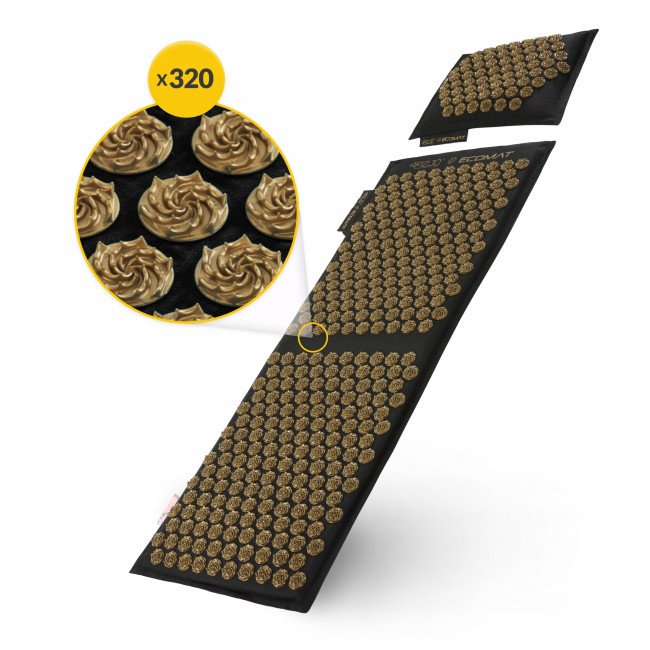 Килимок акупунктурний з подушкою 4FIZJO Eco Mat XL Аплікатор Кузнєцова Black/Gold (P-5907739313591)