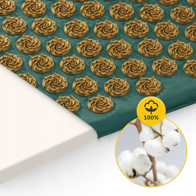 Килимок акупунктурний з подушкою 4FIZJO Ergo Mat Аплікатор Кузнєцова Navy Green/Gold (P-5907739315076)