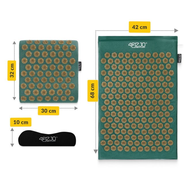 Килимок акупунктурний з подушкою 4FIZJO Ergo Mat Аплікатор Кузнєцова Navy Green/Gold (P-5907739315076)