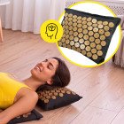 Килимок акупунктурний з подушкою Cornix Premium Mat Аплікатор Кузнєцова XR-0562 Black/Gold
