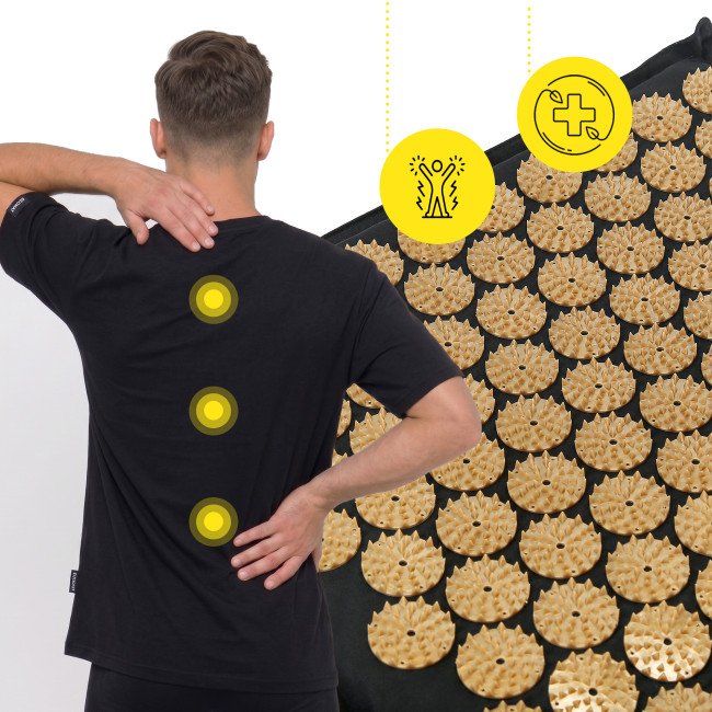 Килимок акупунктурний з подушкою Cornix Premium Mat Аплікатор Кузнєцова XR-0562 Black/Gold