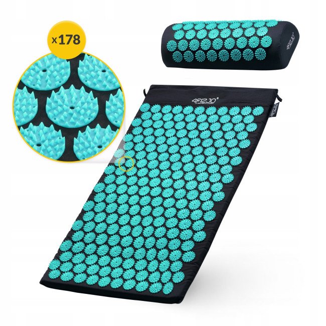 Килимок акупунктурний з валиком 4FIZJO Classic Mat Аплікатор Кузнєцова Black/Blue (P-5905973402385)