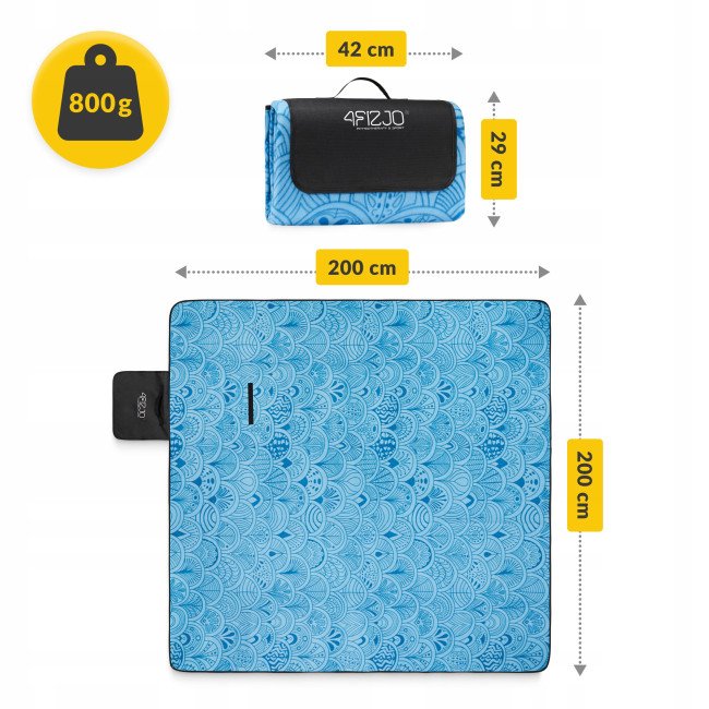 Килимок для пікніка та кемпінгу 4FIZJO 200 x 200 см складний (P-5905973400947)