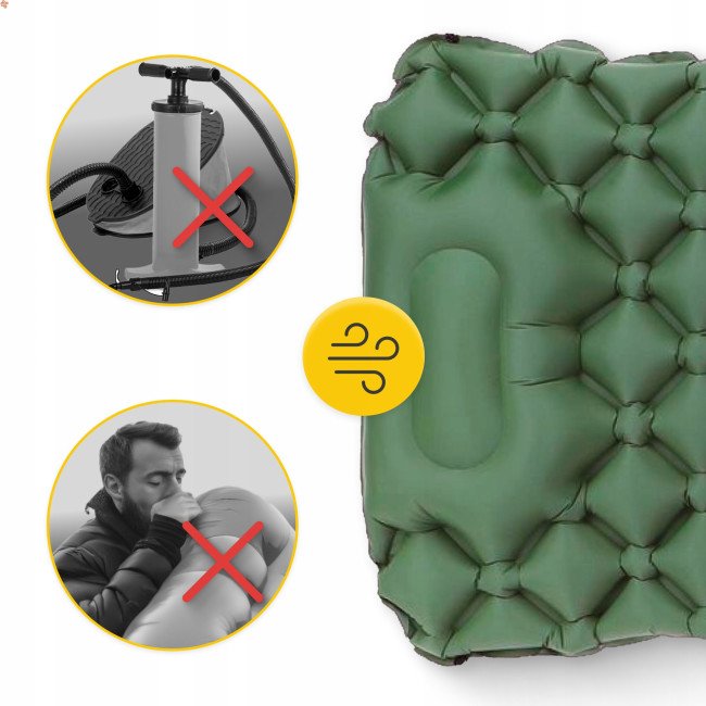 Килимок (каримат) надувний Mountain Goat 190 x 58 x 5 см з вбудованим насососм Navy Green (P-5905973400909)
