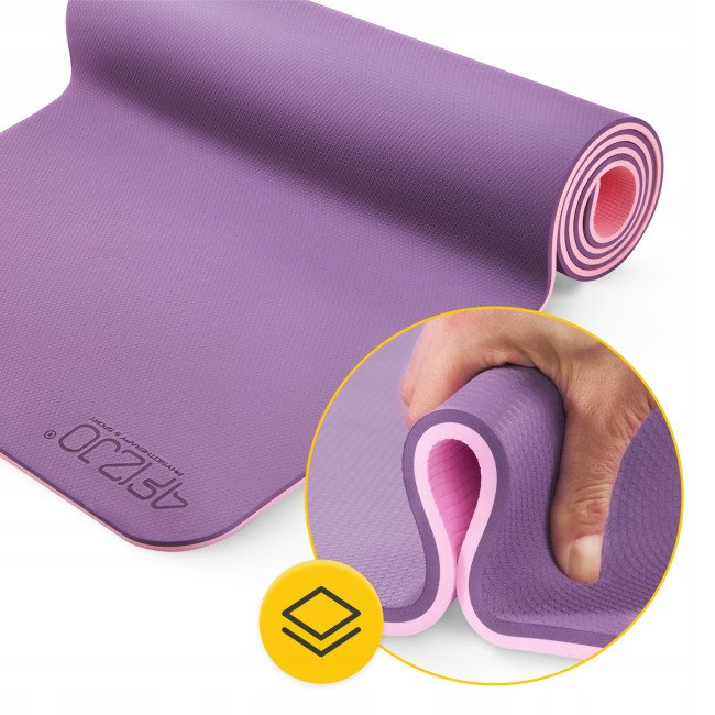 Килимок (мат) спортивний 4FIZJO TPE 180 x 60 x 0.6 см для йоги та фітнесу Violet/Pink (P-5907739316950)