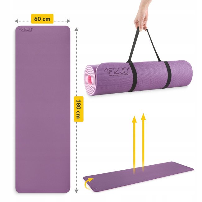 Килимок (мат) спортивний 4FIZJO TPE 180 x 60 x 0.6 см для йоги та фітнесу Violet/Pink (P-5907739316950)