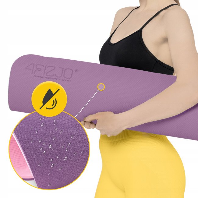 Килимок (мат) спортивний 4FIZJO TPE 180 x 60 x 0.6 см для йоги та фітнесу Violet/Pink (P-5907739316950)