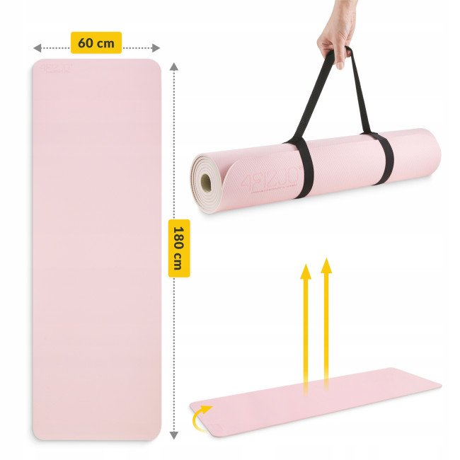 Килимок (мат) спортивний 4FIZJO TPE 180 x 60 x 1 см для йоги та фітнесу Pink/Grey (P-5907739311900)
