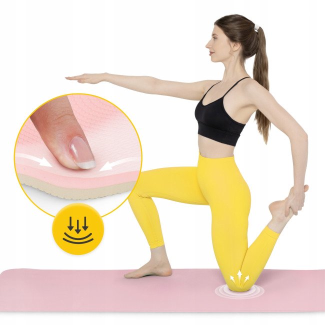 Килимок (мат) спортивний 4FIZJO TPE 180 x 60 x 1 см для йоги та фітнесу Pink/Grey (P-5907739311900)