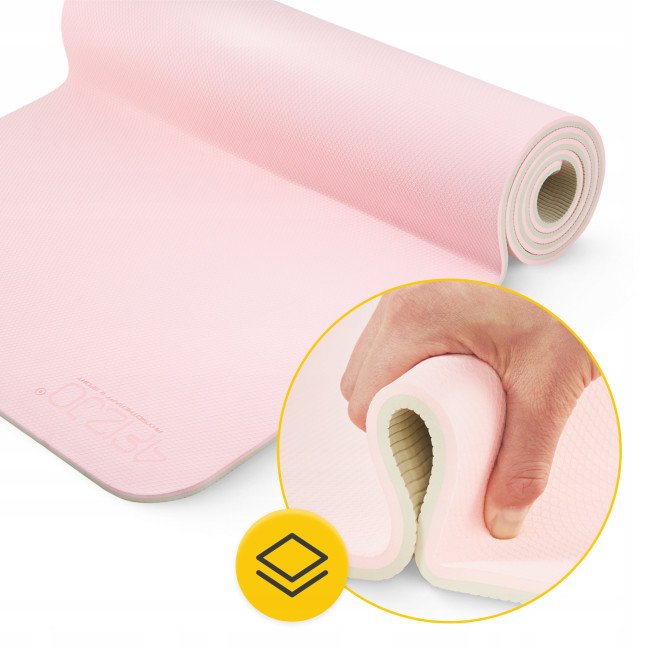 Килимок (мат) спортивний 4FIZJO TPE 180 x 60 x 1 см для йоги та фітнесу Pink/Grey (P-5907739311900)