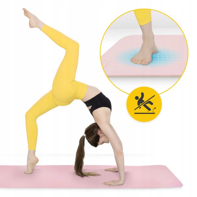 Килимок (мат) спортивний 4FIZJO TPE 180 x 60 x 1 см для йоги та фітнесу Pink/Grey (P-5907739311900)