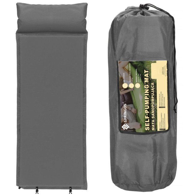 Килимок самонадувний Springos 186 x 53 x 2.5 см з подушкою PM035