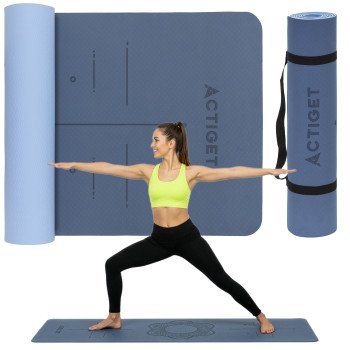 Килимок спортивний Actiget TPE 183 x 61 x 0.6 см для йоги та фітнесу ACT0021 Blue/Sky Blue