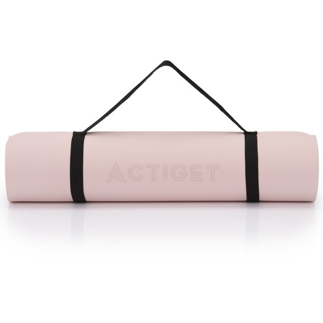 Килимок спортивний Actiget TPE 183 x 61 x 0.6 см для йоги та фітнесу ACT0023 Pink/Grey