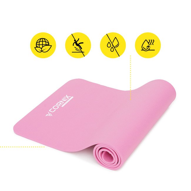 Килимок спортивний Cornix NBR 183 x 61 x 1 cм для йоги та фітнесу XR-0010 Pink