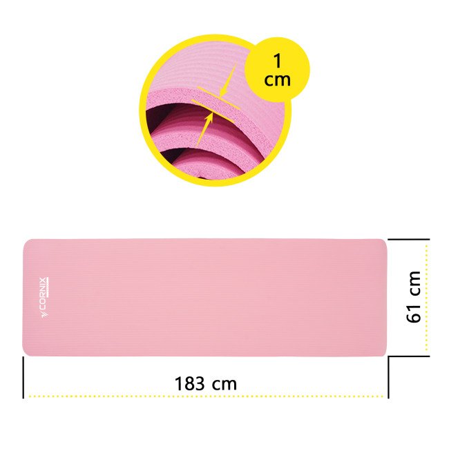 Килимок спортивний Cornix NBR 183 x 61 x 1 cм для йоги та фітнесу XR-0010 Pink