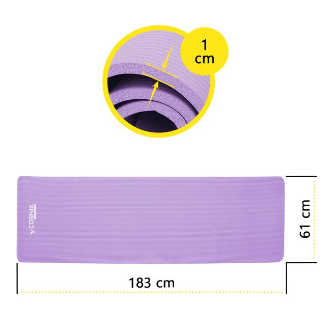 Килимок спортивний Cornix NBR 183 x 61 x 1 cм для йоги та фітнесу XR-0011 Violet