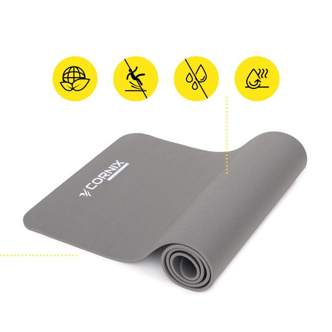 Килимок спортивний Cornix NBR 183 x 61 x 1 cм для йоги та фітнесу XR-0012 Grey