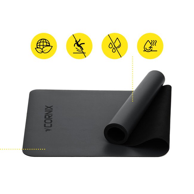 Килимок спортивний Cornix PU 183 x 68 x 0.4 см для йоги та фітнесу XR-0317 Black