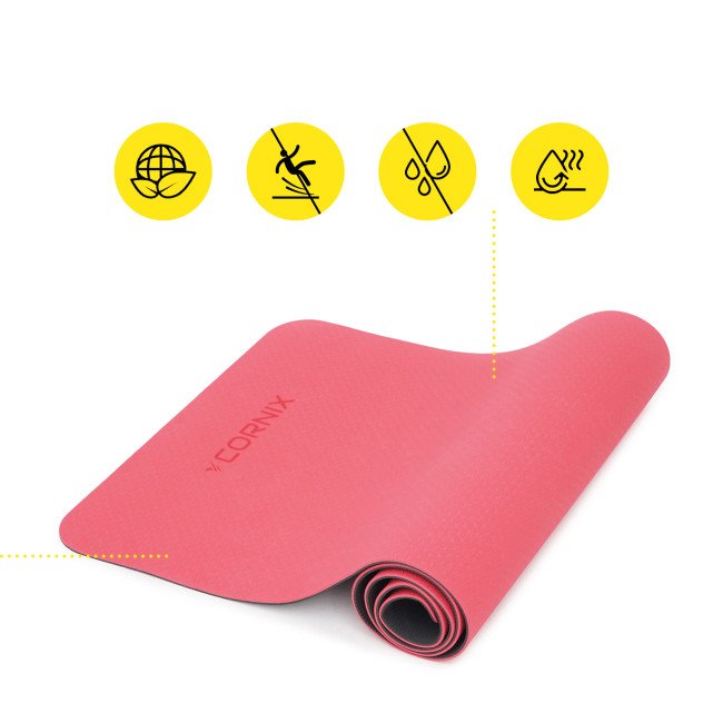 Килимок спортивний Cornix TPE 183 x 61 x 0.6 см для йоги та фітнесу XR-0006 Red/Black