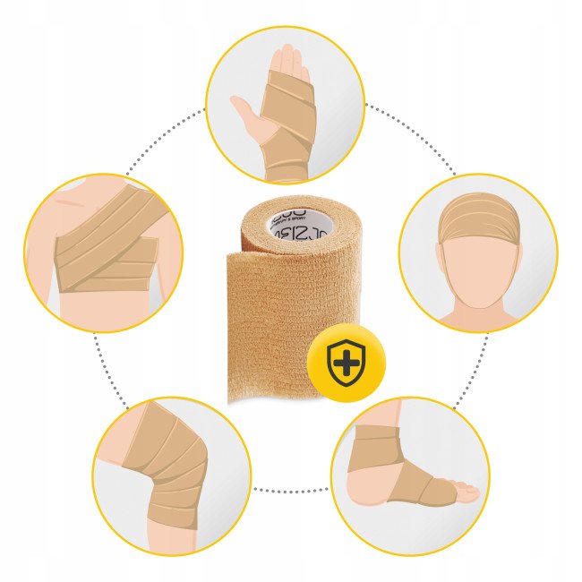Когезійний бинт-бандаж 4FIZJO Cohesive Bandage 10 см x 4.5 м еластичний, самоклеючий Beige (P-5905973400879)