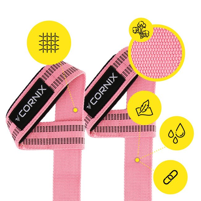 Лямки атлетичні для тяги Cornix Lifting Straps XR-0504 Pink