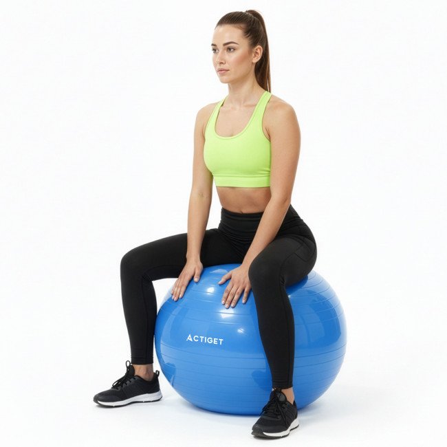 М'яч для фітнесу (фітбол) Actiget 55 см з насосом ACT0142 Blue