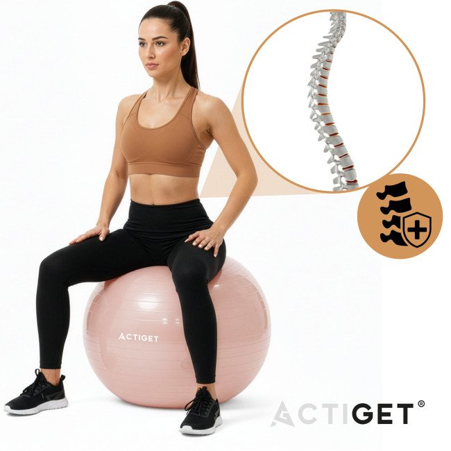 М'яч для фітнесу (фітбол) Actiget 65 см з насосом ACT0143 Light Pink