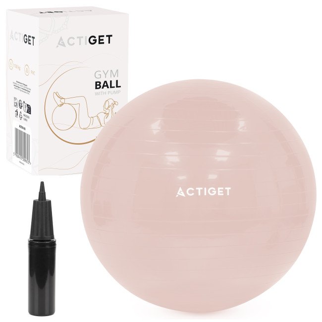 М'яч для фітнесу (фітбол) Actiget 65 см з насосом ACT0143 Light Pink