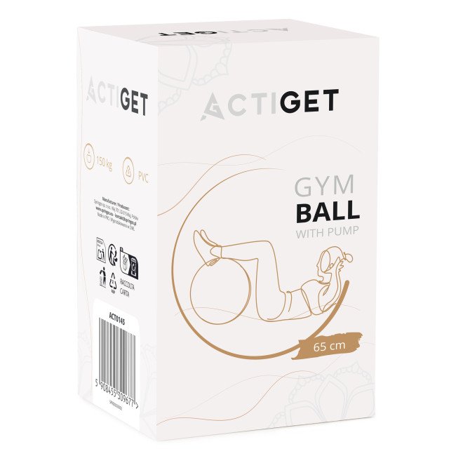 М'яч для фітнесу (фітбол) Actiget 65 см з насосом ACT0145 Biege