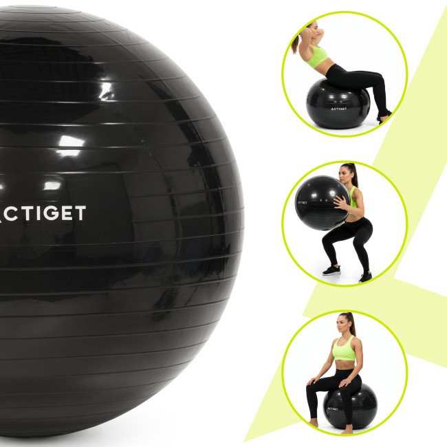 М'яч для фітнесу (фітбол) Actiget 75 см з насосом ACT0146 Black
